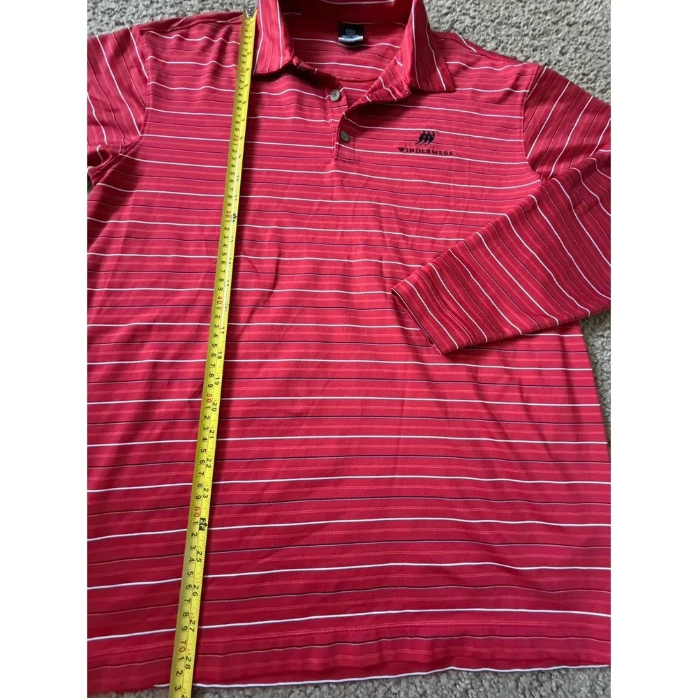 Nike Golf Dri-FIT Long Sleeve Polo Shirt Red Striped Embroidered Logo Large JBHS